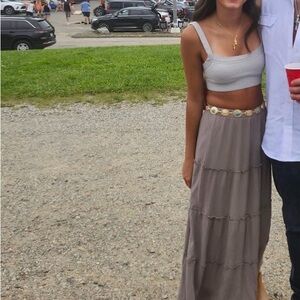 Hollister Taupe Maxi Skirt